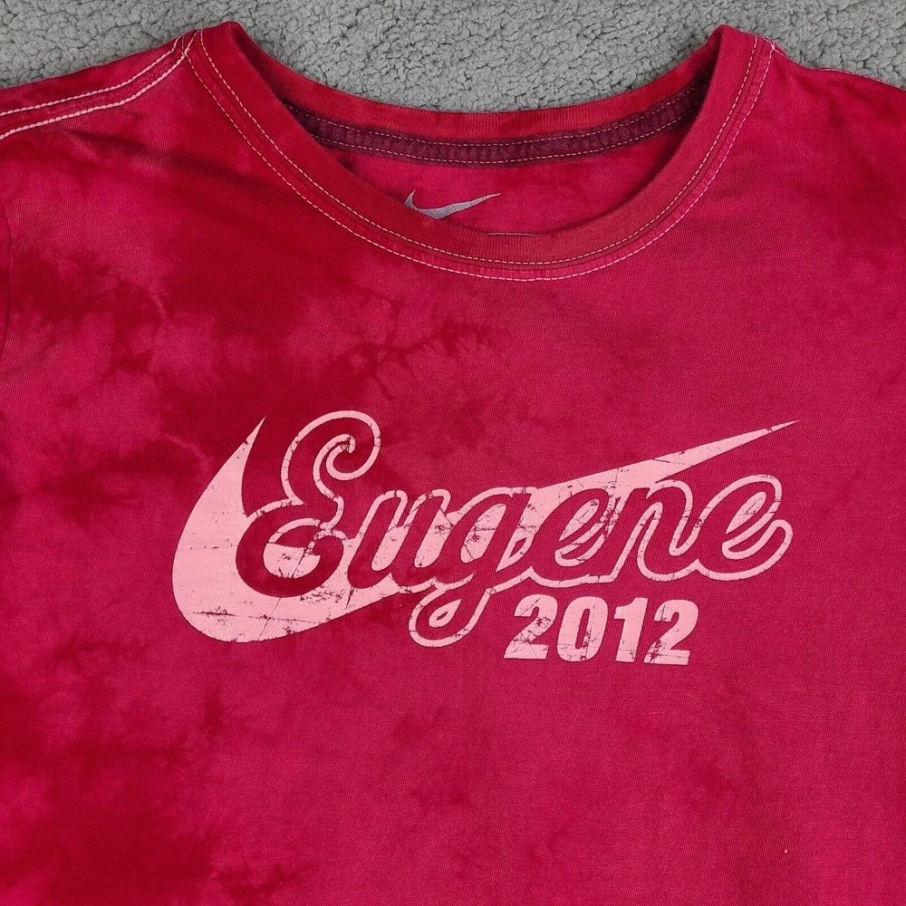 Nike Running T-Shirt Girls XL Pink‎ Tie Dye Slim Fit Olympic 2012 Eugene OR